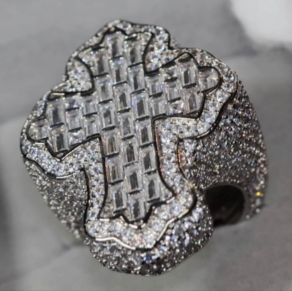 Sold Sterling Silver Moissanite Cross Ring Mews. Qww.